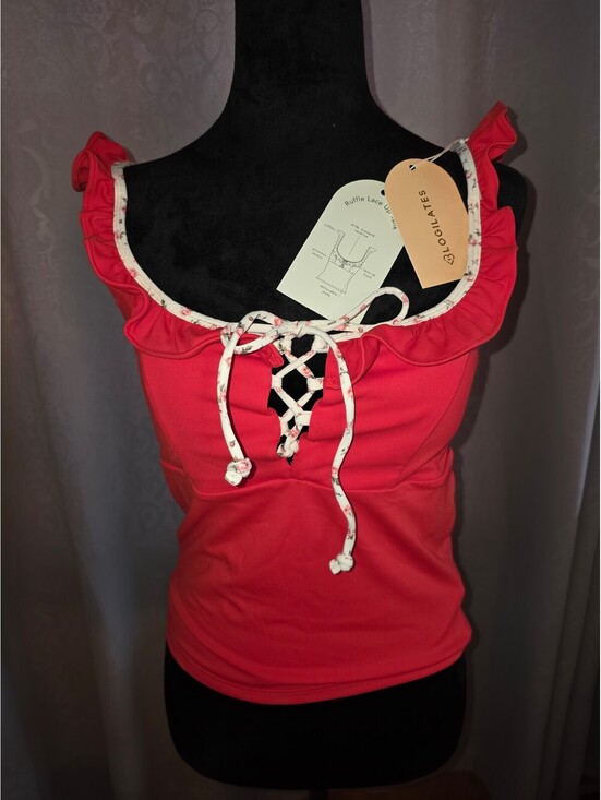 Blogilates Tops - Women's Blogilates Ruffle Lace Up Tank Top - Medium - BNWT